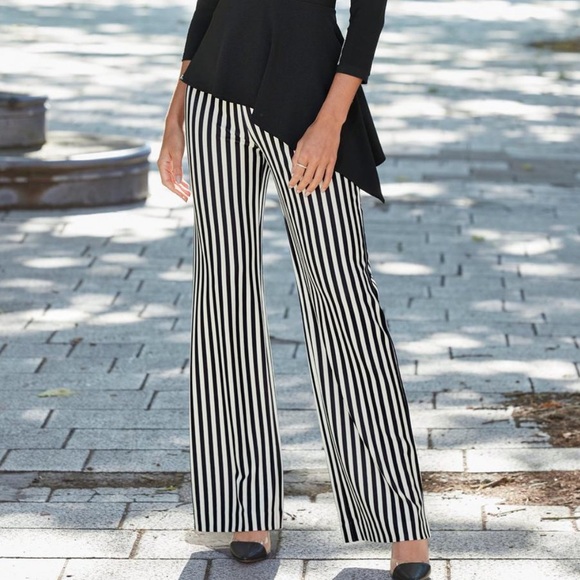 Boston Proper Pants - Boston Proper Women’s Striped Flare Leg Pants